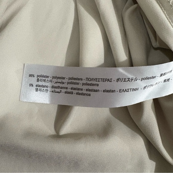 ZARA Ivory Maxi Dress Elastic Waist Shiny Sz S Silky Bridal Wedding Party - Picture 12 of 12